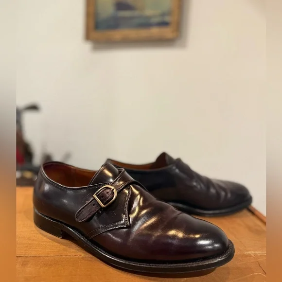 ALDEN Shell Cordovan Plain Toe Monk Strap Dress Shoes | Size 10.5 - Picture 4 of 11
